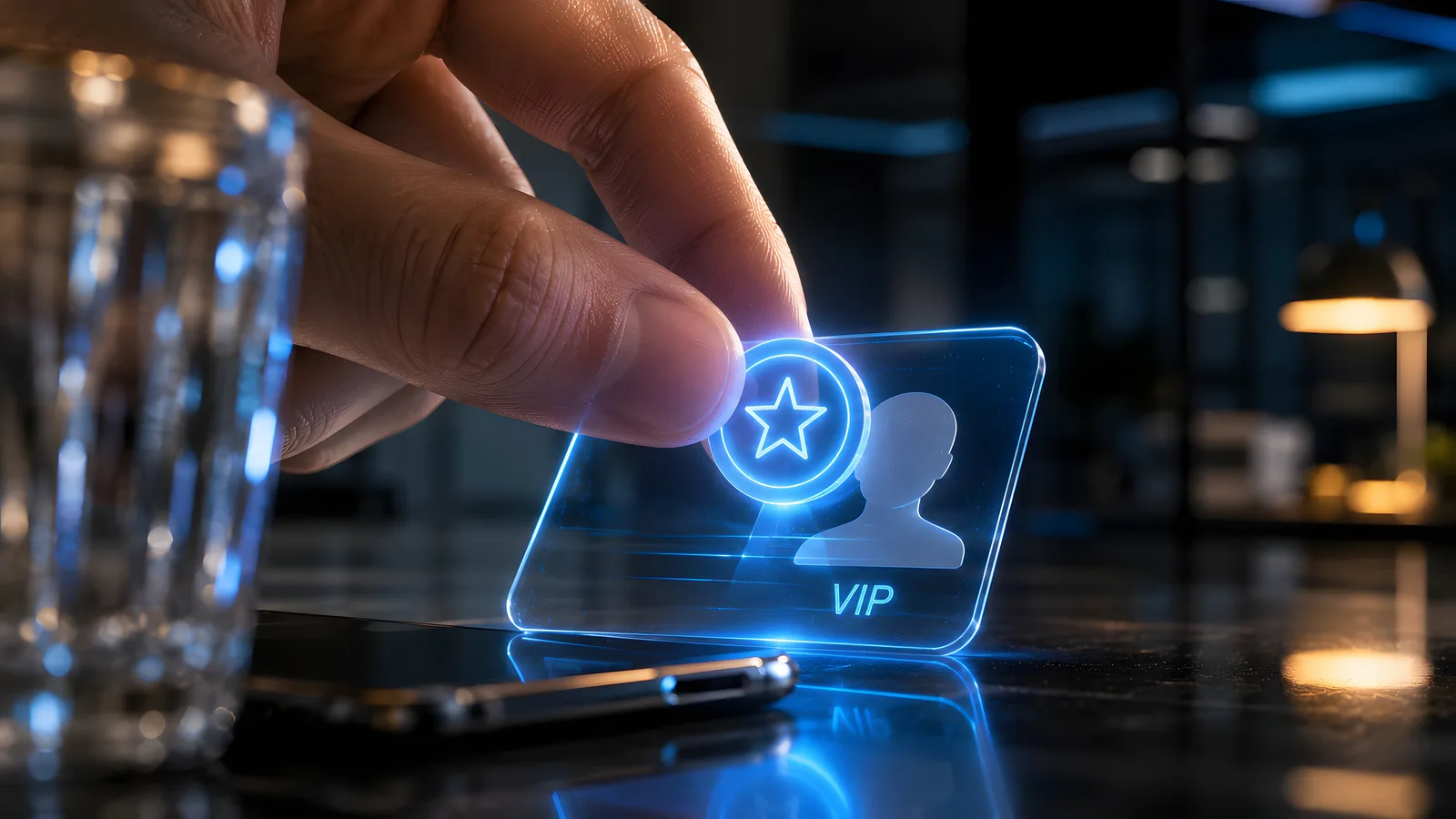 Cartão digital VIP em destaque, representando o atendimento prioritário
